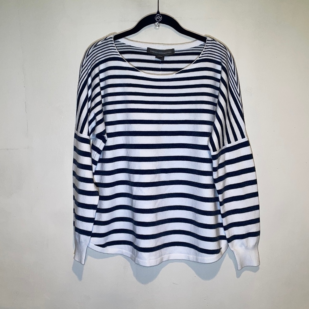 French Connection Striped Boat Neck Pullover Sweater Sz Medium